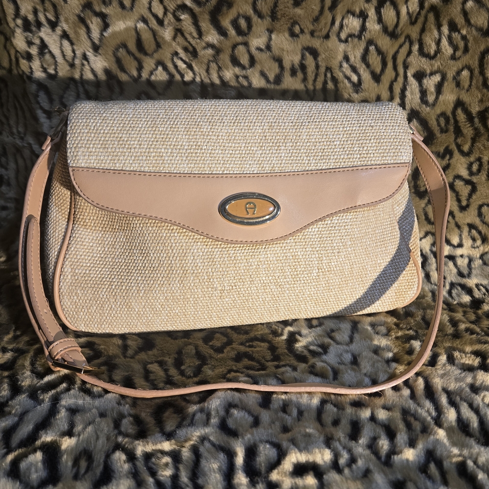 Etienne Aigner Tan and Cream Shoulder Bag